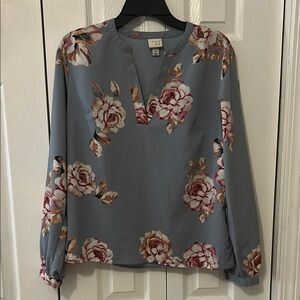 a new day Gray Floral Blouse